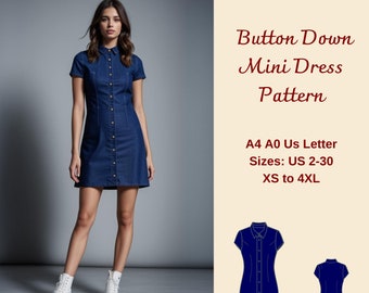 Modello di cucito per mini abito con bottoni: stile babydoll (modello PDF)