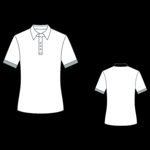 Pu&ograve; includere: Polo bianca a maniche corte con colletto abbottonato e tre bottoni. La camicia &egrave; mostrata dal davanti e dal dietro.