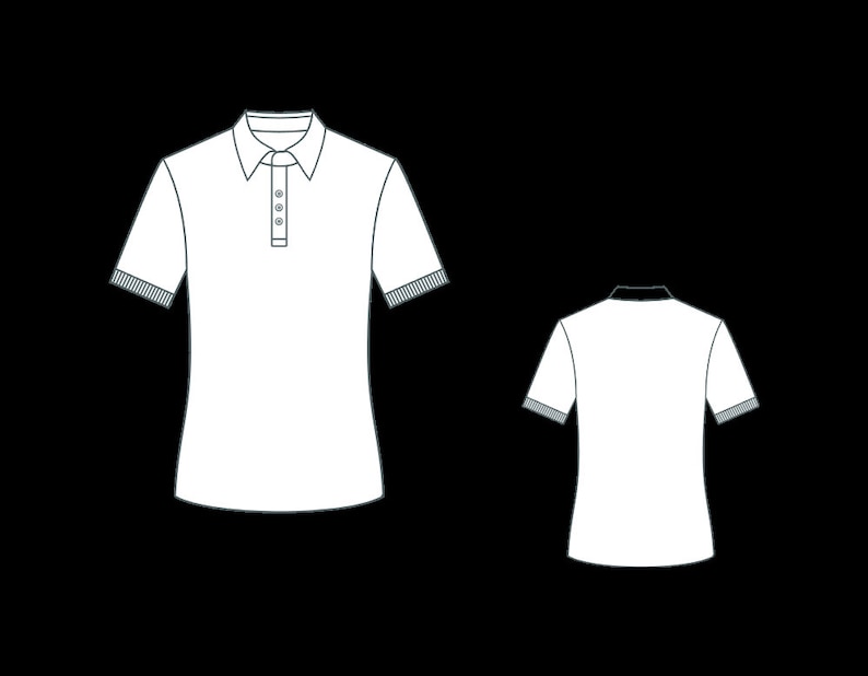 Pu&ograve; includere: Polo bianca a maniche corte con colletto abbottonato e tre bottoni. La camicia &egrave; mostrata dal davanti e dal dietro.