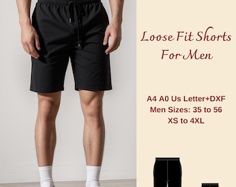 Men's Loose Fit Shorts Sewing Pattern, Simple Shorts Pattern, Elastic Waist Shorts, Summer Shorts for Men, Men's Swimwear Pattern, XS-4XL