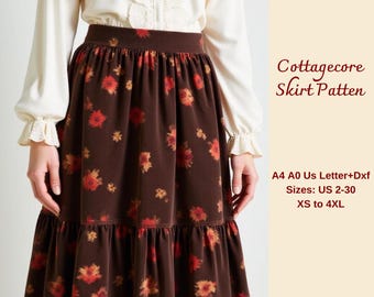 Naaipatroon gelaagde rok Cottagecore: elastische taille, XS-4XL (pdf)