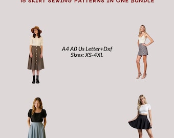 Skirt Sewing Patterns Bundle: Maxi, Mini, Midi (XS-4XL) (PDF Pattern)