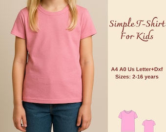 Kids T-shirt Sewing Pattern: Girls' Summer Top (A4 A0 Letter 2-16 Years) (Digital Download)