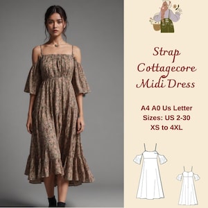 Cottagecore midi Dress Sewing Pattern