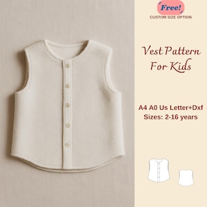 Kids Vest Sewing Pattern, Baby Vest Sewing Pattern, Vest For Girls, Vest For Boys, Linen Vest For Kids, Children Sewing Pattern, 2-16 years