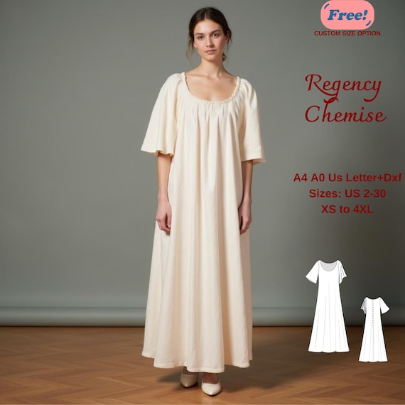 Regency Chemise Sewing Pattern, Renaissance Petticoat, Victorian Nightgown, Edwardian Chemise, Renaissance Chemise Pattern, XS-4XL