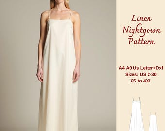 Naaipatroon linnen nachtjapon, XS-4XL (pdf-patroon)