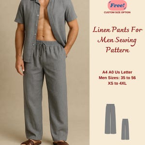 Patrón de costura para pantalones holgados de lino para hombre: tallas XS-4XL (descarga digital)