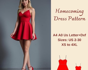 short homecoming dress patterns Mini Sewing Pattern: Homecoming, Party, Cocktail (XS-4XL) (Digital Download) 185961