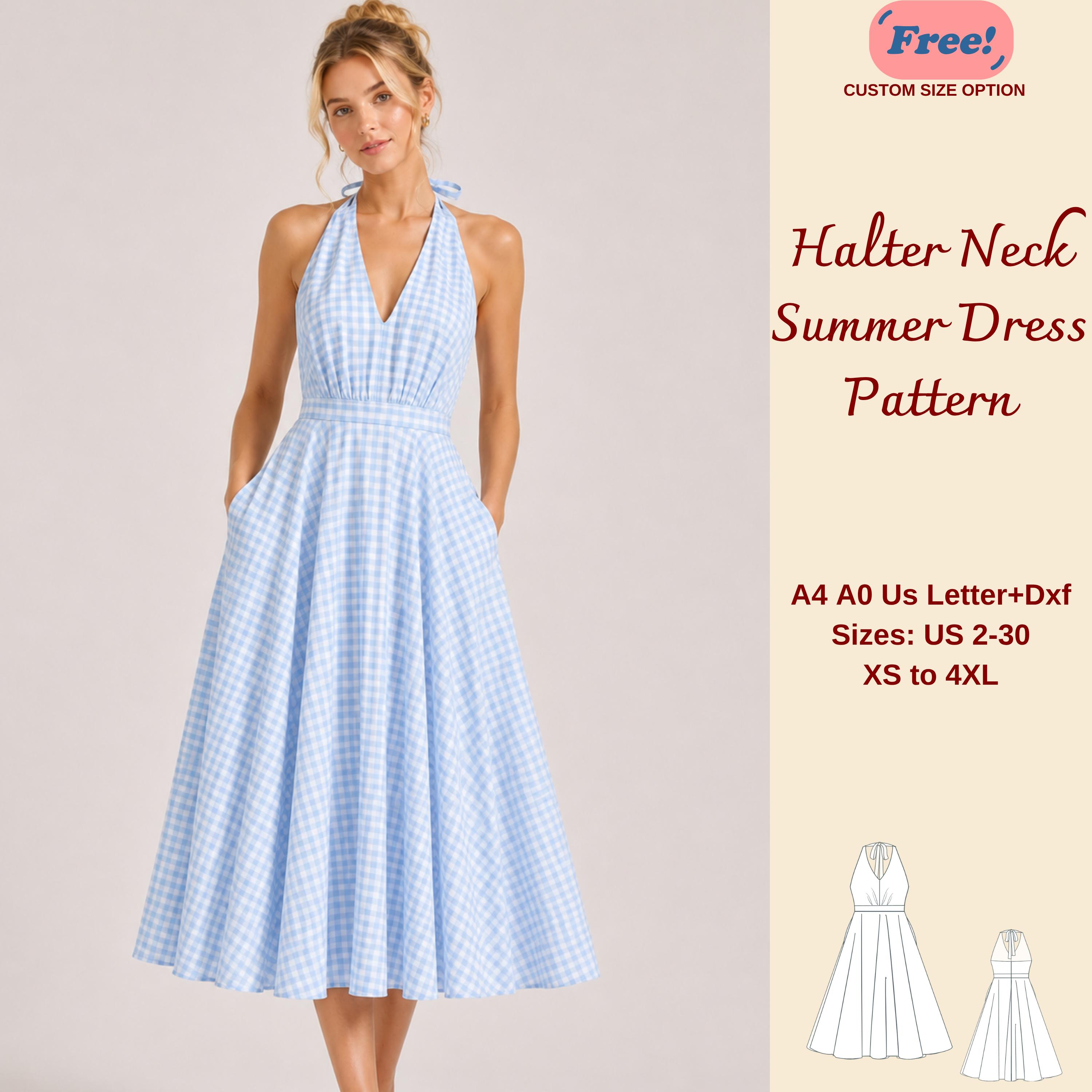 V Neck Halter Dress Pattern