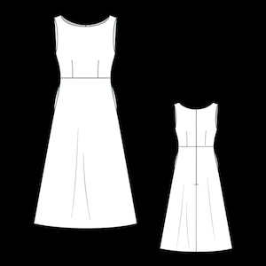 A Line Midi Linen Dress Sewing Pattern, Women Linen Dress Pattern, Boat Neck Dress, Summer Sleeveless Midi Dress, Easy Dress Pattern, XS-4XL image 3