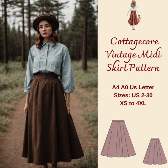 Elastic waist midi skirt pattern sale