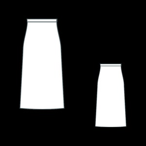 May include: Two white skirts, one longer than the other, with a simple design.