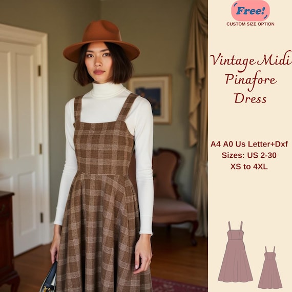 Vintage Pinafore Dress Sewing Pattern: Cottagecore Overall (PDF Pattern) -  Etsy