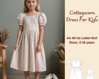 Mönster för Cottagecore Midi-klänning: Älvklänning (storlekar 2-16) (digital nedladdning)