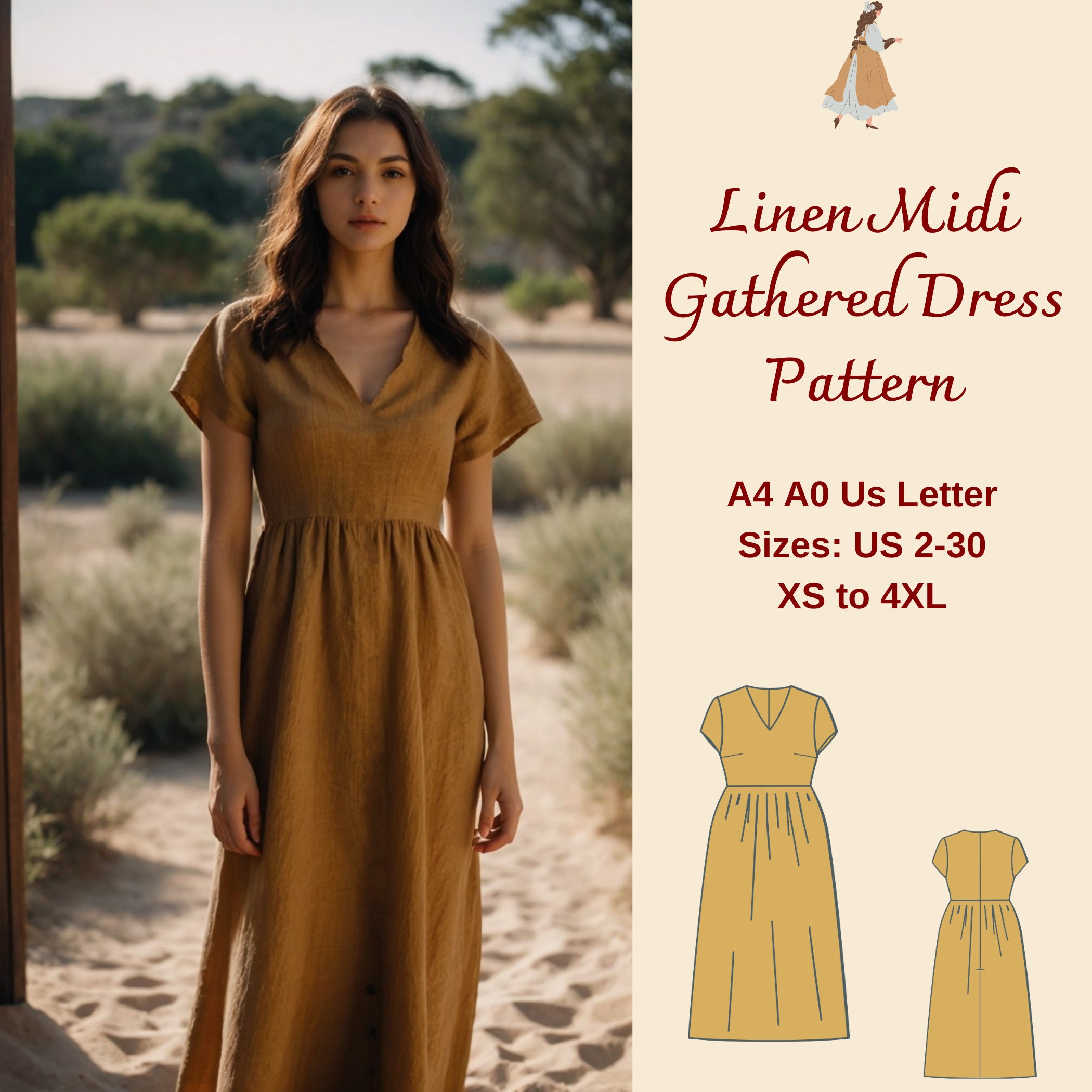 Linen Dresses for Women Linen Long Dress Flax Clothing Loose Midi