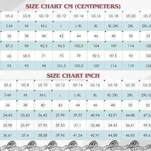 Puede incluir: Una tabla de tallas con medidas en cent&iacute;metros y pulgadas. La tabla incluye tallas de US 2 a US 30, con equivalentes internacionales y europeos. Se proporcionan medidas para busto/pecho, cintura y caderas.