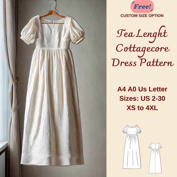 Cottagecore Dress Sewing Pattern: Gathered Summer, Renaissance, Regency  Styles (PDF Pattern, XS-4XL) - Etsy