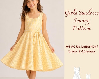 Naaipatroon zomerjurk meisjes, twirljurk voor kinderen, pdf zomeroutfit, leeftijd 2-16
