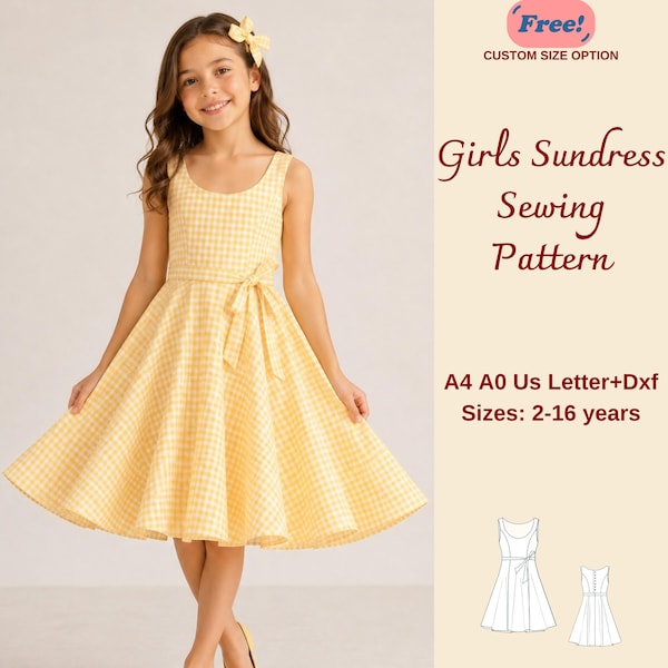 Girls Sundress Sewing Pattern, Twirl Dress for Kids, Summer Outfit PDF, Ages 2-16