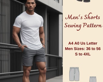 Men's Fitted Shorts Sewing Pattern: Sizes 36-56 (A0-A4, US Letter)
