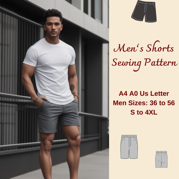 Men's Short Pants Sewing Pattern, Men's Summer Shorts, Sport Pants for Men, Men's Sport Shorts, Men trousers, Men pants sewing pattern