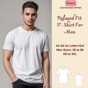 Patron de couture de t-shirt homme coupe ample, patron de t-shirt pour homme, t-shirt ample, patron de couture homme, tailles hommes 35 à 56, TP-4XL