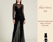 Sheer Dress Sewing Pattern: Tulle Evening Gown, XS-4XL (PDF Pattern)