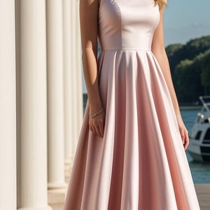 Naaipatroon jurk met boothals: volledige cirkel maxi-jurk (XS-4XL) (digitale download)