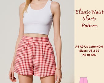 Easy Elastic Waist Shorts Sewing Pattern: Wide Leg Loungewear (XS-4XL) (PDF Pattern)