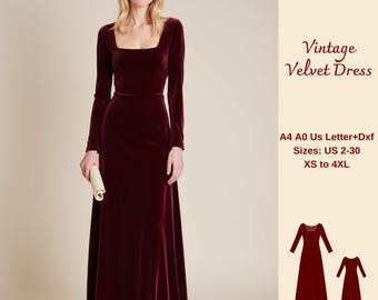 Schnittmuster für Maxi-Kleid mit eckigem Ausschnitt (XS-4XL) (PDF)
