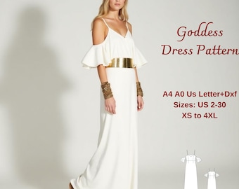Patrón de costura para vestido de diosa: Vestido de cosplay griego (XS-4XL) (Descarga digital)