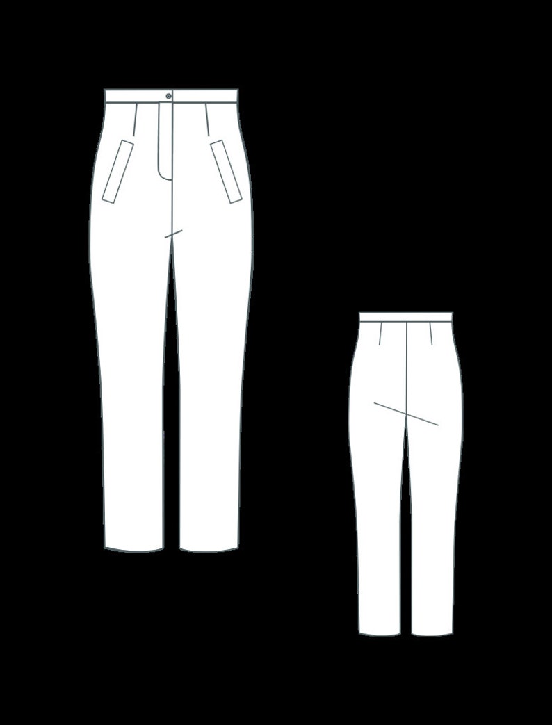 Slim Fit Pants for Women Sewing Pattern, Slim Fit Pants, Suit Pants, Pant trousers PDF Sewing, Retro Trousers, Formal Pants, XS-4XL image 2