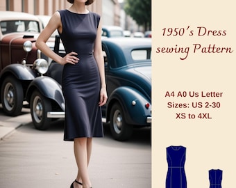 Patron de couture de robe rétro des années 50, style McCalls (Patron PDF)