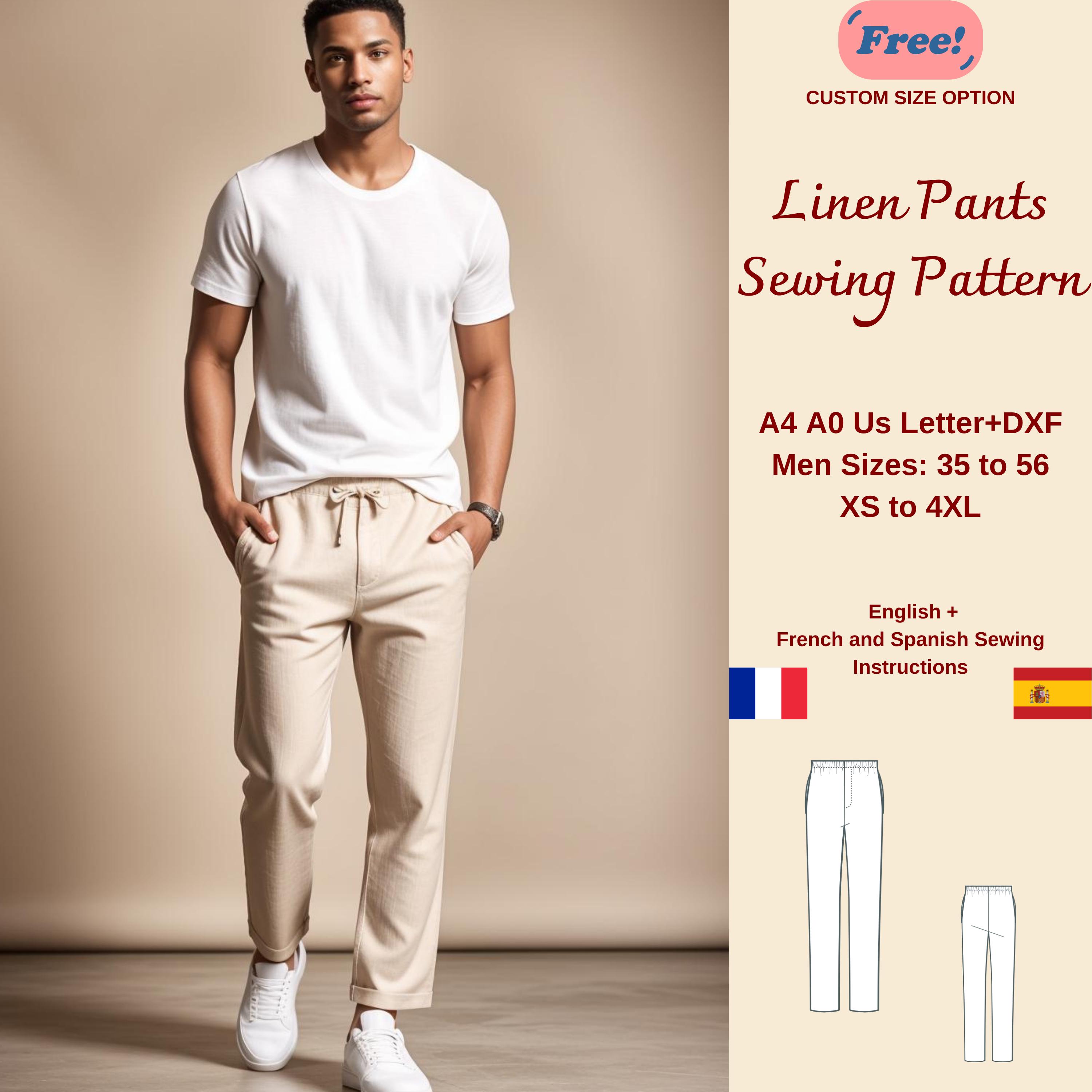 1着でも送料無料 Men's Linen Pants Sewing Pattern, Men's Pants Pattern, Men's Clothing