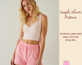 Easy Elastic Waist Shorts Sewing Pattern: Wide Leg Loungewear (XS-4XL) (PDF Pattern Bundle)