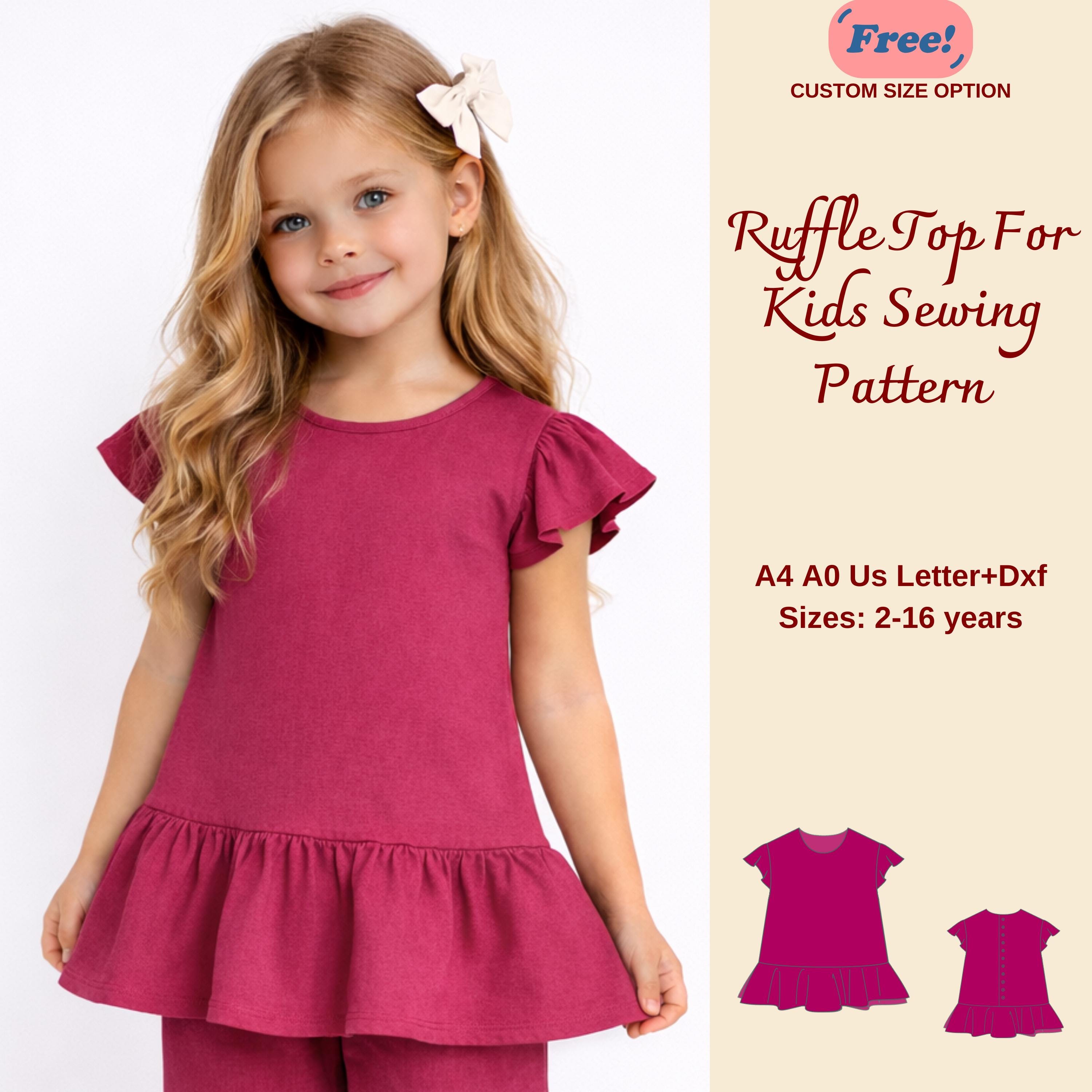 Girls Ruffle Top Sewing Pattern, Kids Linen Crop Top (digital Download ...
