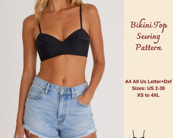Naaipatroon bikinitop, dameszwemkleding, bikini grote maten, push-up badpak, XS-4XL