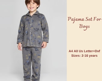 Boys' Pajama Set Bundle Sewing Pattern, Pajama Pattern Set For Boys, Pajama Sewing Pattern For Kids, Pajama Shirt For boys, 2-16 years