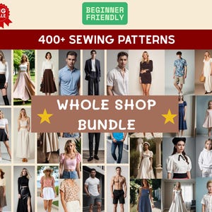 400+ Whole Shop Bundle Schnittmuster, Whole Shop Bundle Schnittmuster Bundle, Schnittmuster für Damen, Herren und Kinder, A0-A4-US Letter