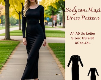 chinese dress ladies Maxi Bodycon Dress Sewing Pattern – Patterns For Less