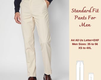 Schnittmuster Herrenhose mit geradem Bein, Standard-Passform (PDF)