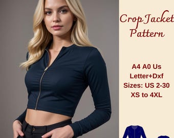 Women's Crop Jacket Sewing Pattern: XS-4XL (PDF Pattern)