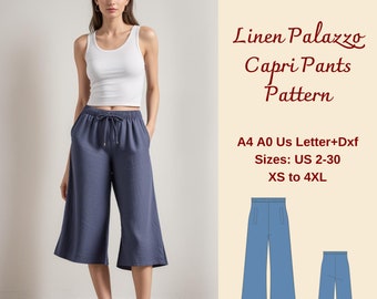 カプリ345ページ レディース夏用カプリパンツの縫製パターン：ワイド