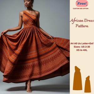 ワンショルダーアフリカンドレスの縫製パターン、ボヘミアンドレス、伝統的なドレス、アフリカのアンカラドレス、部族のドレス、マキシサークルドレス、XS-4XL