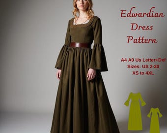 Edwardian Walking Dress Sewing Pattern: Renaissance, Victorian, & Regency Styles (XS-4XL) (PDF Pattern)