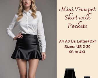 Satin Mini Trumpet Skirt Sewing Pattern: Plus Size XS-4XL (PDF Pattern)