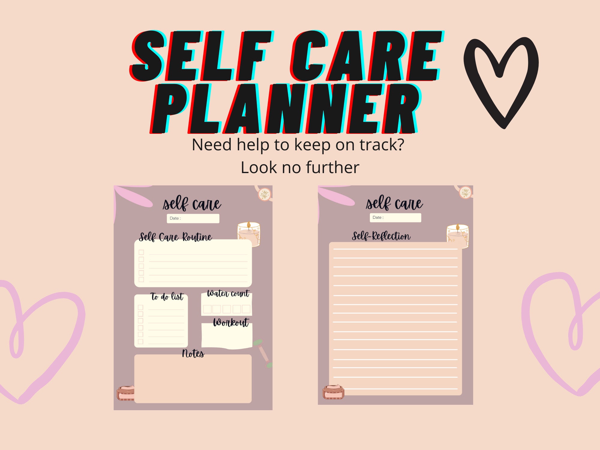 Self Care Planner Printable. Self care Printable. Printable to do list.