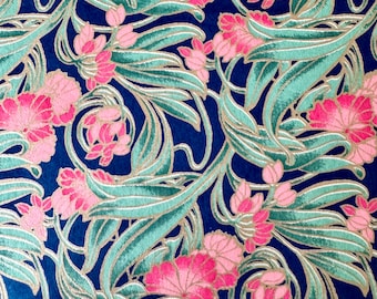 Origami - Yuzen Washi - Chiyogami - Carta serigrafica - Carta artigianale - Varie dimensioni - (M) Steli di fiori rosa intrecciati su sfondo blu - Modello n. 946-A