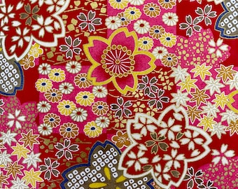 Origami -Yuzen Washi -Chiyogami -Silkscreenpapper -Hobbypapper -Olika storlekar (Y) Stora Wagara Sakura blommor Rosa Ichimatsu Mönster #309